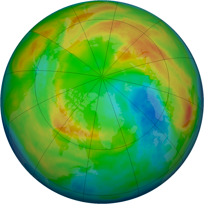 Arctic ozone map for 23 February 1993